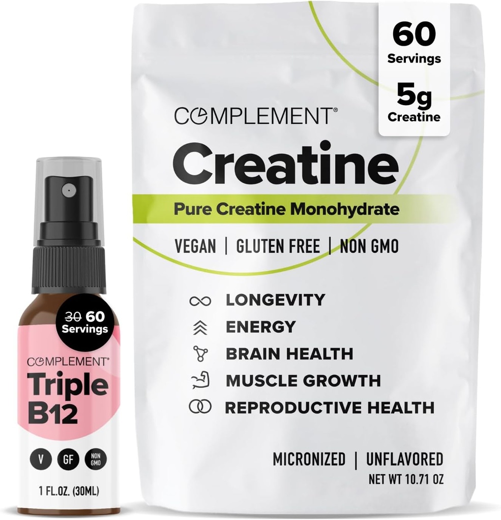 Complement Triple B12 Spray " Creatine Bundle - Vegan B12 supplementation and Muscle Performance Support