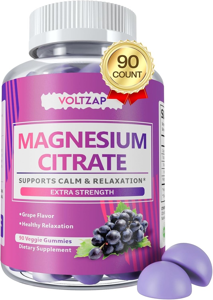 Magnesium Gummies for Calm : Dieetsupplement voor gezondheid - Magnesium Citrate High Absorptie Supplement 90 Tellen (Pack of 1)