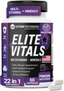Elite Courcess – Mens Daily Multivitamins with eptember B12, Gluten Free Immun Supplement for Procation, Commet & Emporting with Zync, Teal, Green Tele, +20 วิตามินที่สําคัญ – 60 Caps