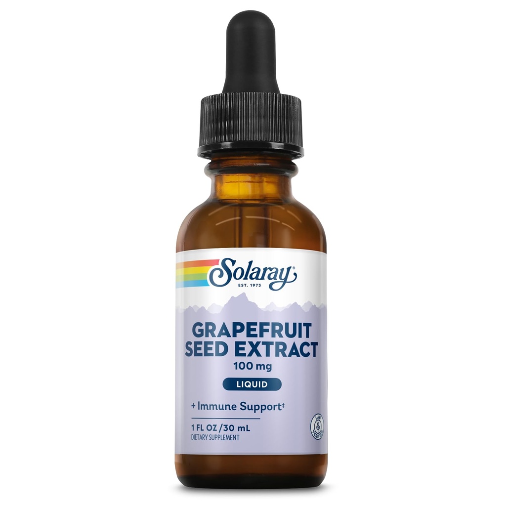 SOLARAY Grapefruit Seed Extract Drops 100mg - Wellness Support Supplement - Convenient Liquid Drops, 60-Day Money Back Guarantee, Lab Verified, Approx. 100 Servings, 1 FL OZ