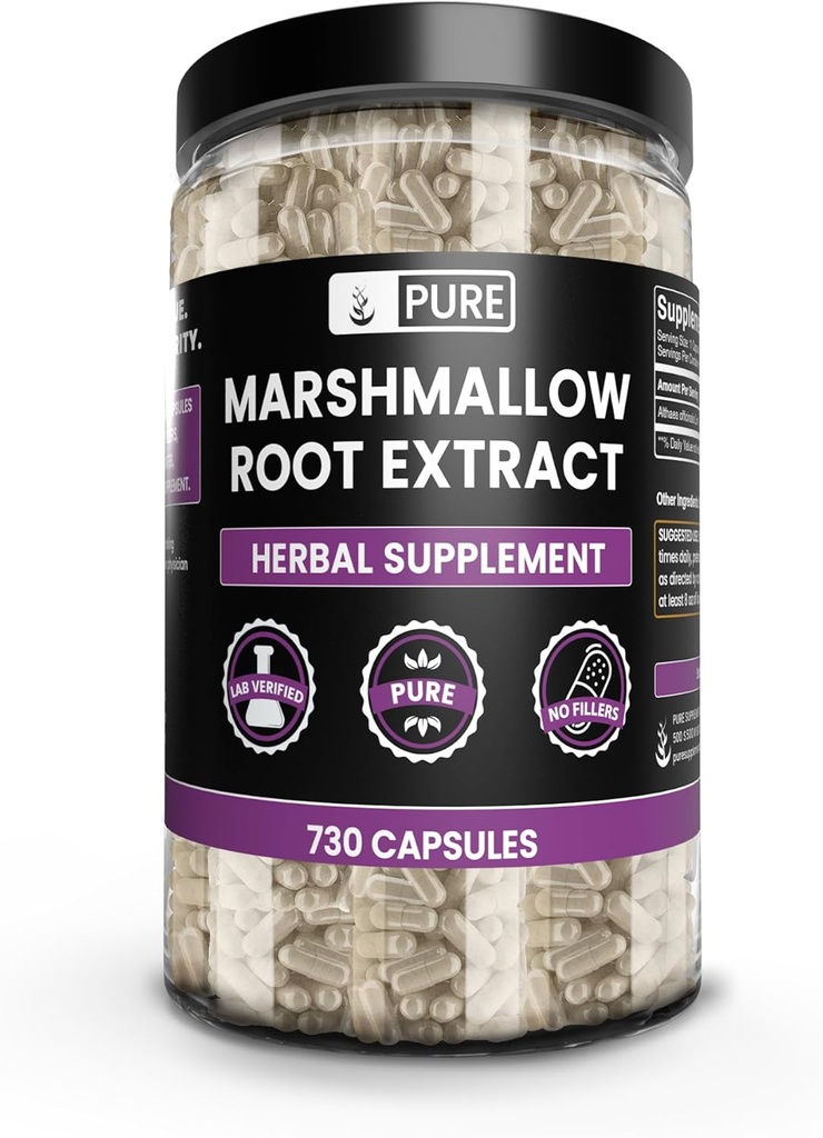 המונחים: OrIGINAL INGREDIENTS Marshmallow Root (730 קפסולות) No Magnesium or Rice Fillers, Always Pure, Lab מאומתת