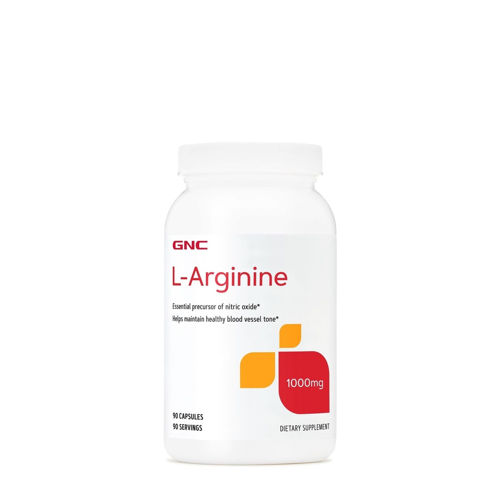 GNC L Arginine 1000mg Supplement, Supports Healthy Blood Vessel Tone, 90 Servings