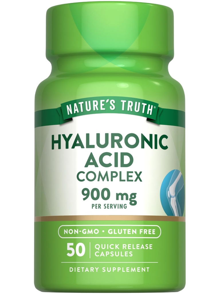 Nature's Truth Hyaluronic Acid with Collagen & MSM | 900mg | 50 Capsules | Non-GMO & Gluten Free Supplement | Non-GMO & Gluten Free Supplement