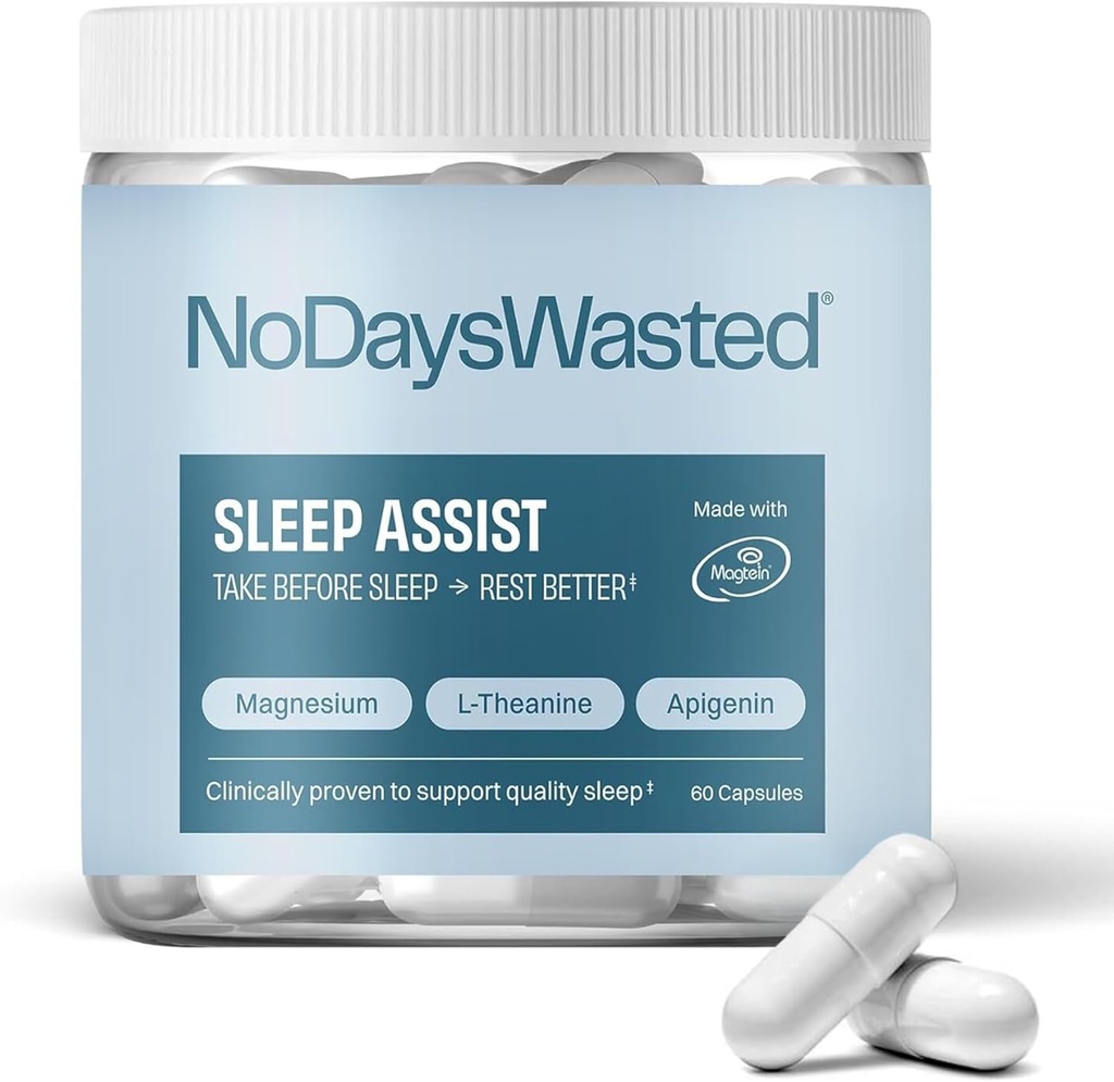 Magnesium Sleep Supplement - Magnesium Threonate, Chelated Magnesiums Bisglycinat, L-Theanin & Apigenin - søvn Assist - Kraftig blanding for bedre søvn og hvilefulle natter - 60 kapsler