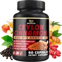 Ceylon Cinnamon kapsulak Berberine HCl, Apple Cider Vinegar, Turmeric, Ginseng, Piper Beltza - 6in1 Support Immune funtzioa - 60 Count