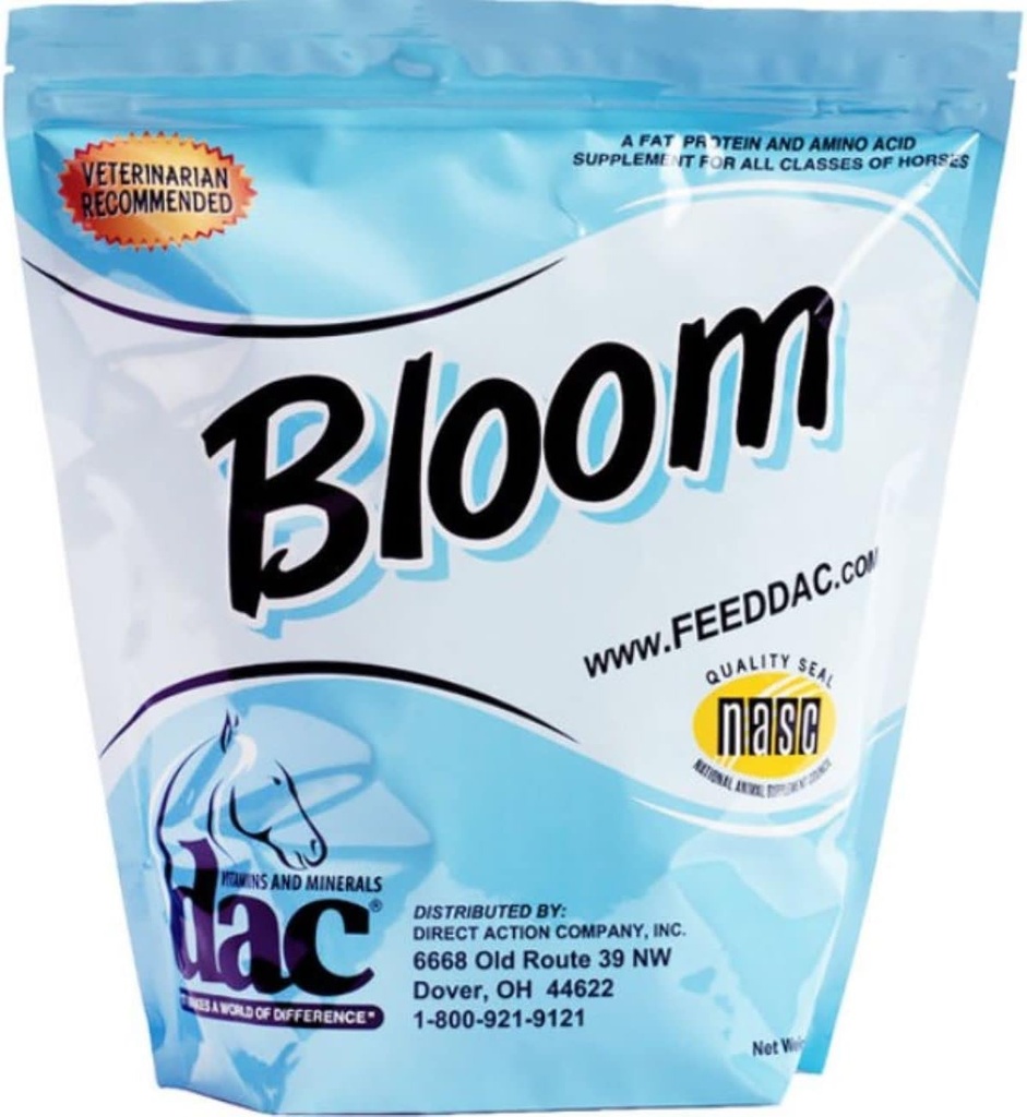 DAC Bloom 5lb Horse Weight Gain Calorie Hoof Skin Coat Fat Supplement