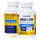 Oceanblue Professional Omega-3 2100 - Triple Strength DPA EPA DHA Omega 3 Supplement - High Potency Burpless Wild Caught Fish Oil - Orange Flavor, 120 Softgels (Pack of 2)