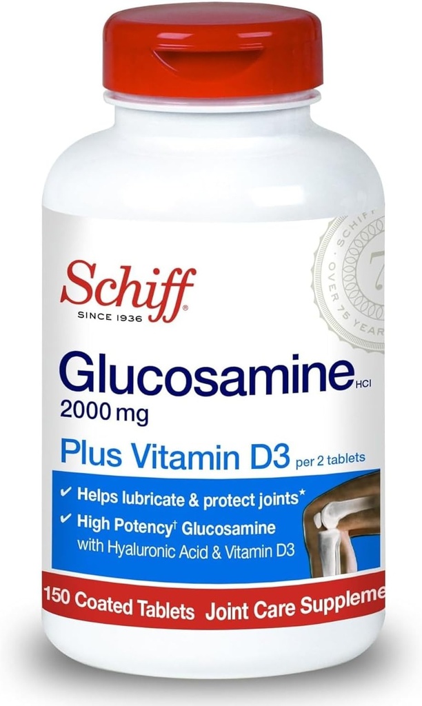 Schiff Glucosamine 2000mg з вітаміном D3 і гіалуронова кислота, 150 таблетки - Joint добавки