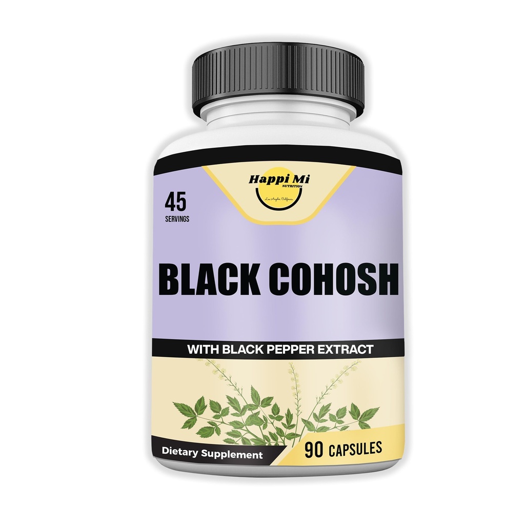 Black Cohosh Made with Organic Black Cohosh Root 1300MG per Serving, Balance Hormones, Natural Menopause & Menstrual Support, Women Health Support, 90 Vegan Capsules, 45 Servings
