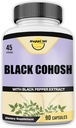 Black Cohosh Made with Organic Black Cohosh Root 1300MG per Serving, Echilibru Hormoni, Menopauza Naturală & Suport Menstrual, Femei de sprijin pentru sănătate, 90 Capsule Vegane, 45 Serviri