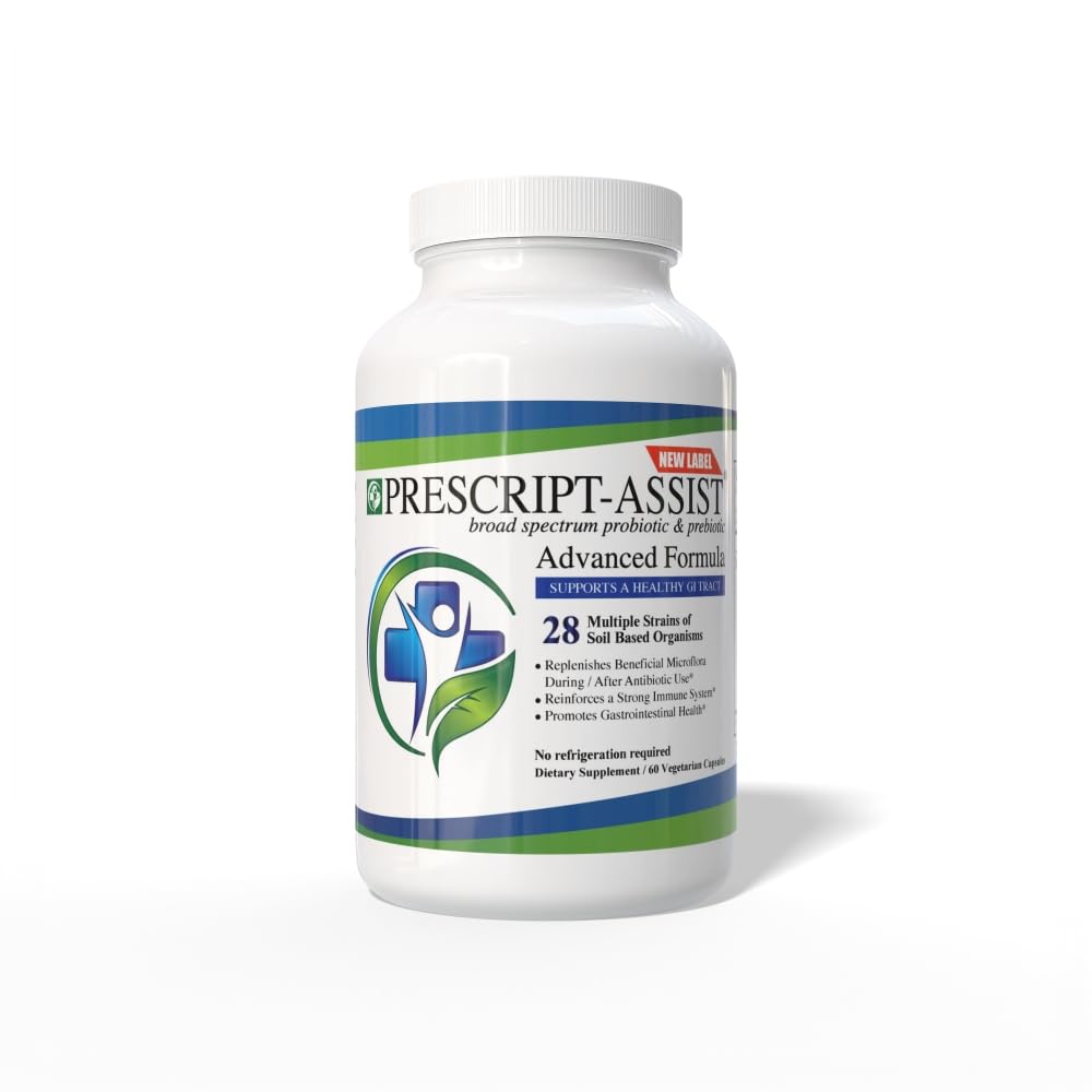 Prebiotics & Probiotics for Digestive & Immune Health with Pea Protein Advanced - Plant-Based 28 Strains Soil Microflora - Vegan, Supports Muscle Recovery & Gut Health, 60 Capsules by Prescript Assist