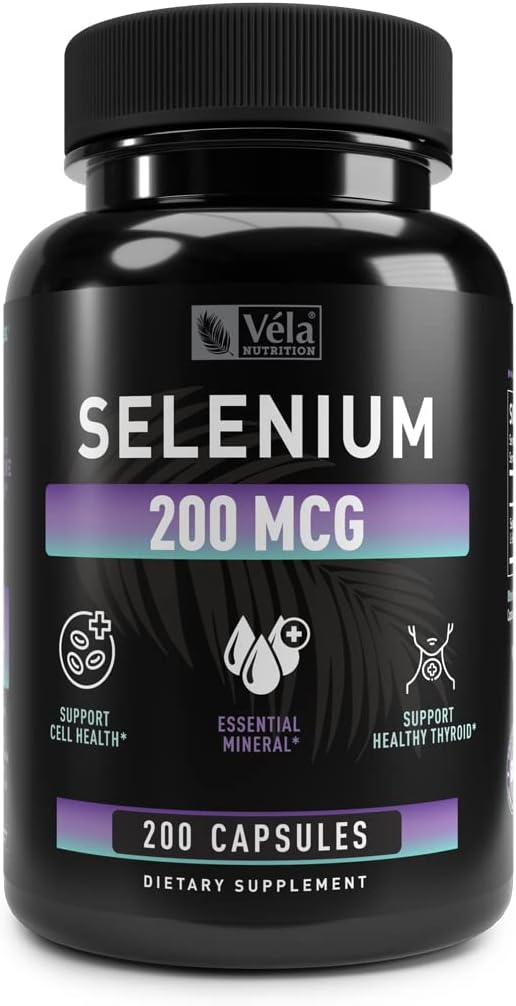 Seleenikapsli täiendus | 200mcg | Tervisliku antioksüdandi, immuunsuse, reproduktiivse ja kilpnäärme tervise toetamine * | Mitte-GMO, 3. osapoole testitud | 200 kapslit