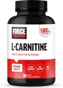 FORCE FACTOR L-Carnitina Suplemento, L Carnitina Tartrato 1000mg cápsulas para converter a graxa en enerxía, apoiar a recuperación muscular e aumentar o rendemento do exercicio, Vegan, Non-GMO, 90 comprimidos.