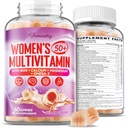 Multivitamīnu Gumijas sievietēm 50 Plus - ar Omega 3, Coenzyme Q10, dzelzs, kalcijs, cinks, vitamīns A, C, D3, E, K2, B Complex, Folāts - multi Vitamīni un minerālvielas enerģijai, skaistumam, bez cukura