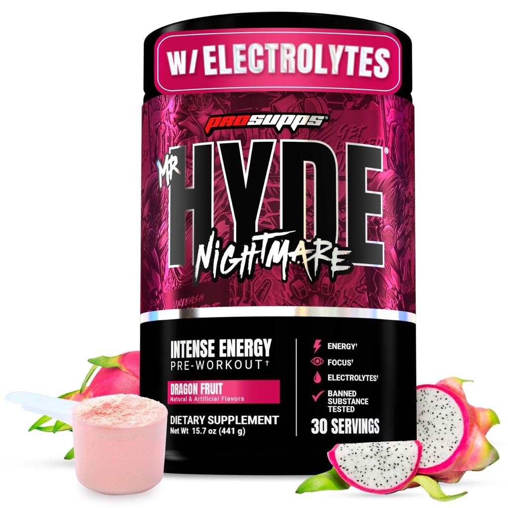 ProSupps Mr. Hyde Nightmare Pre Workout Powder with Caffeine & Beta Alanine - Preworkout for Intense Energy, Mental Focus & Performance - Gym & Fitness Supplements (Dragon Fruit, 30 Servings)