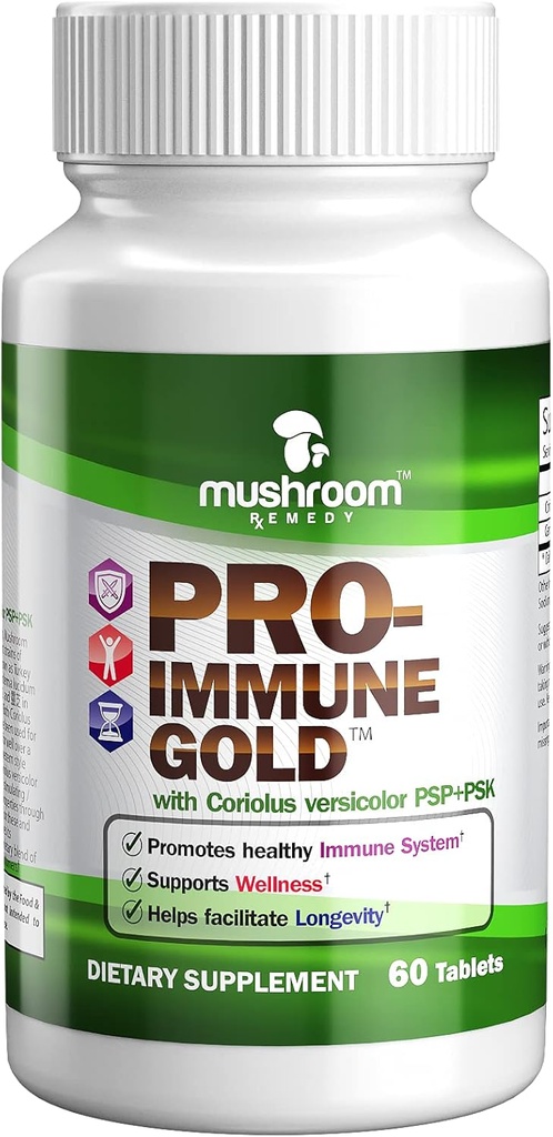 PROPER- Imune GoldundBest Immune Implementació de la implementació de l'ISCinicament Studit Couluss versicolor PSP+PSK & Ganoderma Lucheum Mycli, Ant-Natual, Antioxidant suplementari, cGMP i EUA Made, 60 taules