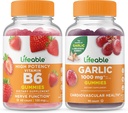 Livlig vitamin B6 + vitlök 1000mg, Gummies Bundle - Stor smak, vitamintillskott, Glutenfri, GMO-fri, tuggbar