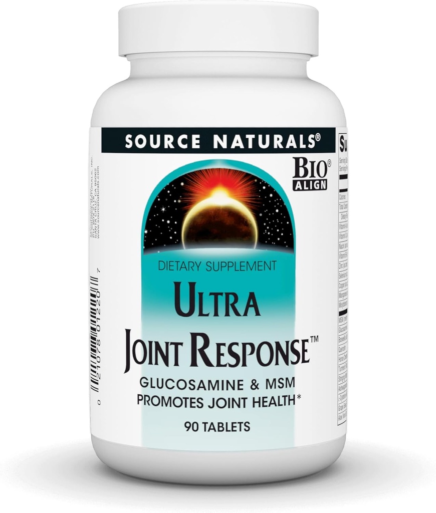 Source Naturals Ultra Joint Response, Bio-Align, Glucosamine ו- MSM, מקדם בריאות משותפת * 90 טבליות