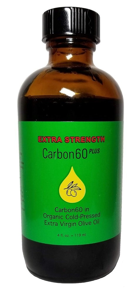 Carbon60 Plus Extra Styrke Carbon60 Olive Oil 4 Ounces (119 ML) løsningsmiddel Free Research Grade C60 Lipofulleren ved carbon60plus.com