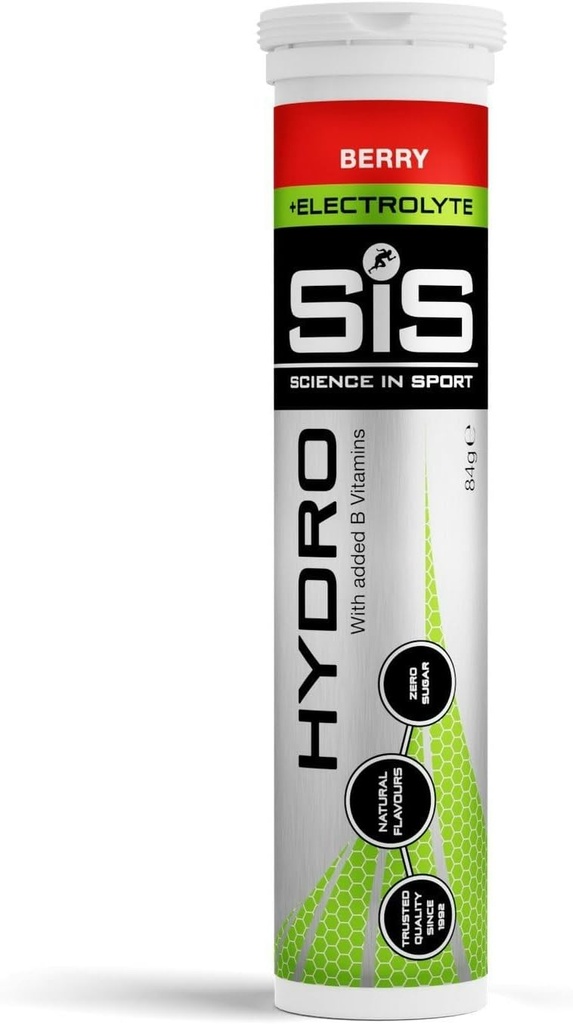 Science in Sport SIS Electrolyte Tablets, Carbonated Electrolyte Drink Tablets, On-The-Go Low Sugar Electrolytes, Hydrating Effervescent Tablets for Running, Cycling, Berry - 20 Tablets - 1 Pack