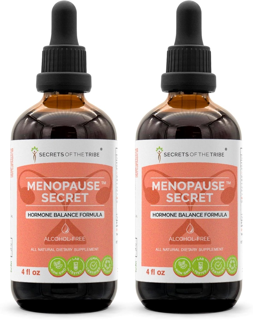 Menopauza Secret Alcohol-Free, Glicerite Black Cohosh, Vitex, Red Clover, Maca, Dong Quai, St. John 's Wort. Tincture, Herbal Extract Hormon Równowaga Formuła 2x4 OZ