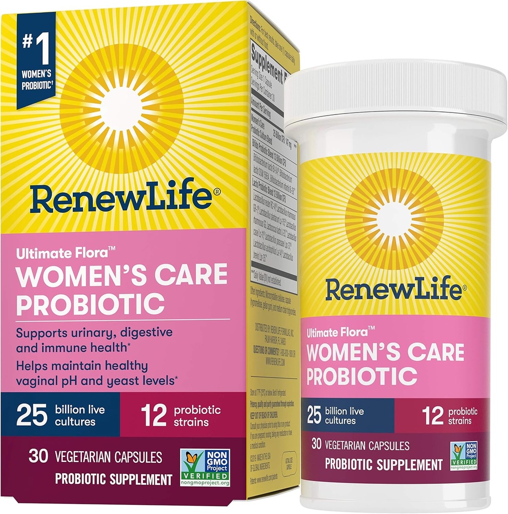 Renew Life Women?s Probiotic - Ultimate Flora Probiotic Women's Care, Shelf Stable Probiotic Supplement - 25 Billion - 30 Vegetable Capsules