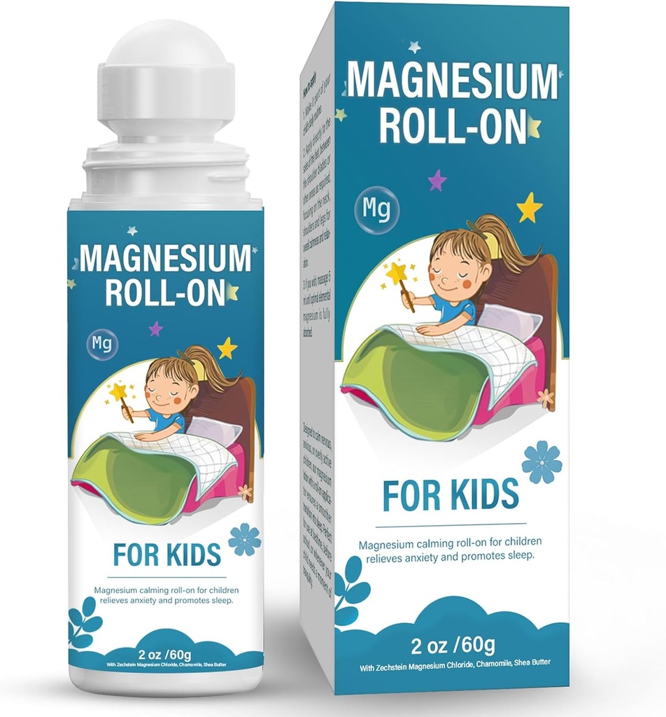Magnesium Lotion for Kids, Magnesium Roll on for Sleep & Calm - Help Children Calm and Sleep, Topical Magnesium Cream - Support a Balanced Mood, Bedtime & Night