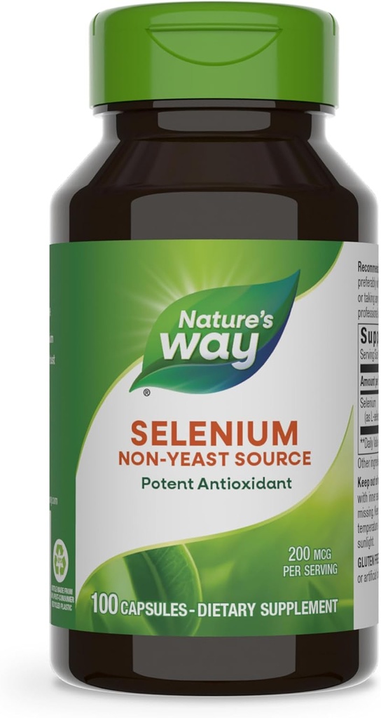 Nature's Way Selenium, Non-Yeast Source, Potent Antioksid, 100 Capsules (Paket May Vary)
