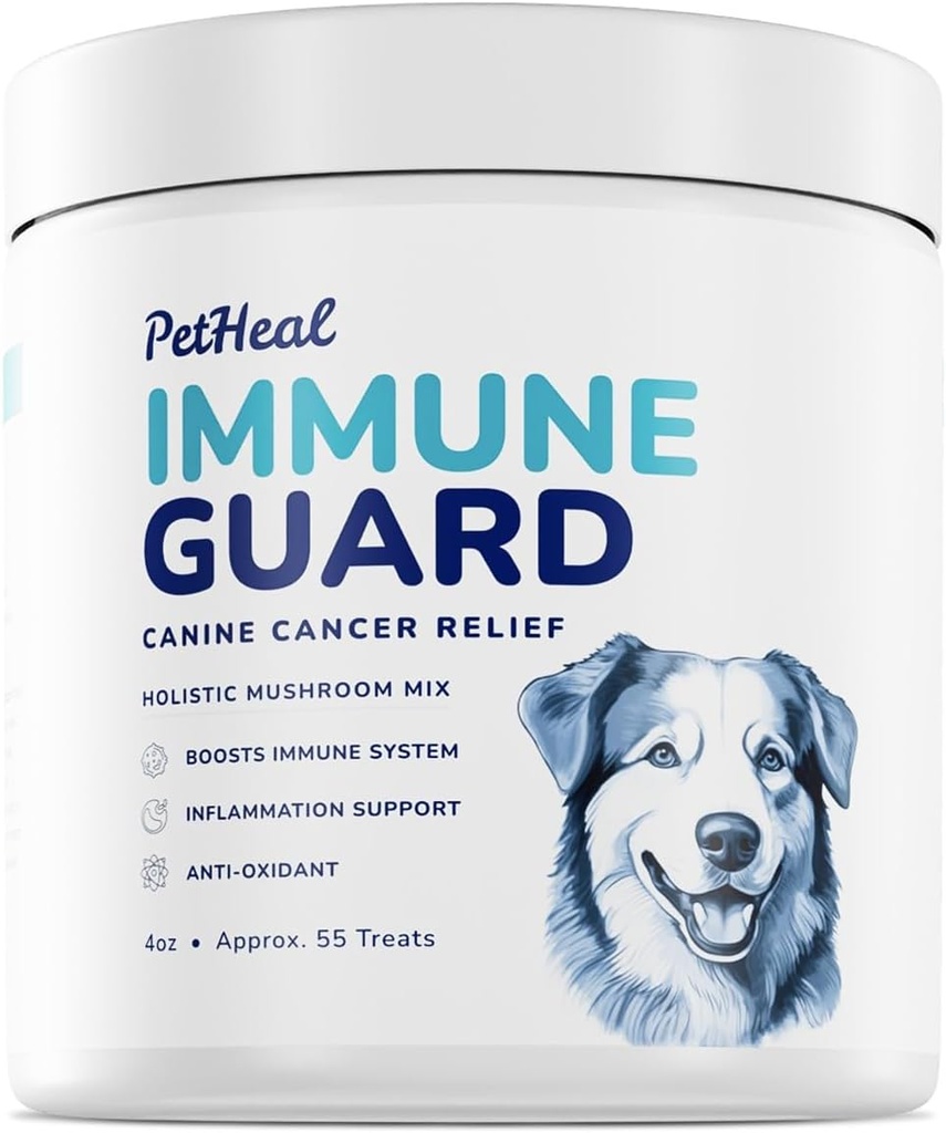 PetHeal Immune Guard - 对患有癌症的狗的先进支持 - 天然成份 - 花生酱 Flavor - APRX. 55 Soft Chews
