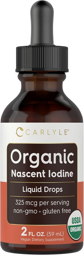 Carlyle Organic Nascent Iodine flytende | 2 fl oz | Vegan Supplement | Ikke-GMO, Glutenfri