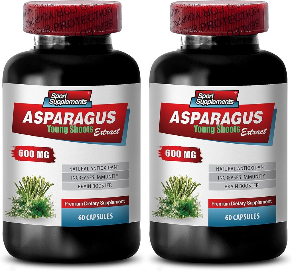 Diuretic Pills - Asparagus 600 MG - Gənc Shoots Ekstraktı - Premium Dietary Supplement - Skin üçün antioksidan Supplement - Asparagus Ekstraktı, antioksidant, Asparagus Pills - 2B 120 Capsules