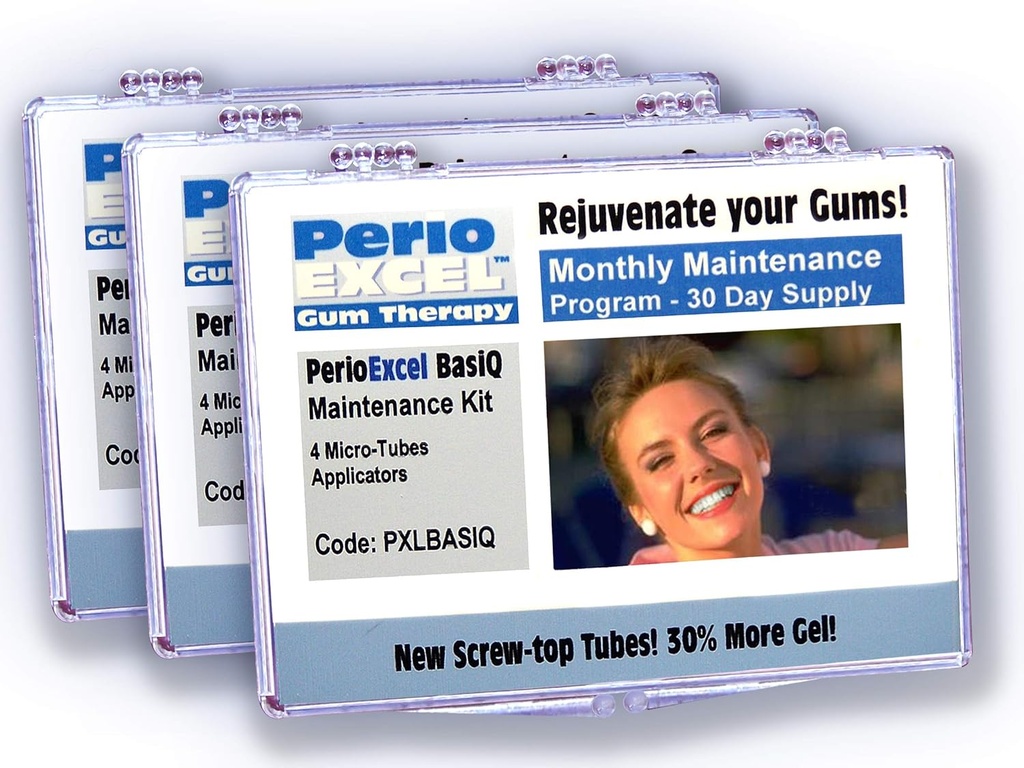 PerioEXCEL PXL 기본 Tripack Gum 치료 젤 키트 CoQ10 Gum 젤, Fights Bleeding, Sensitive Gums for. 강한 건강한 Gums를 위한 유일한 Gum 배려 장비, 3 달 공급