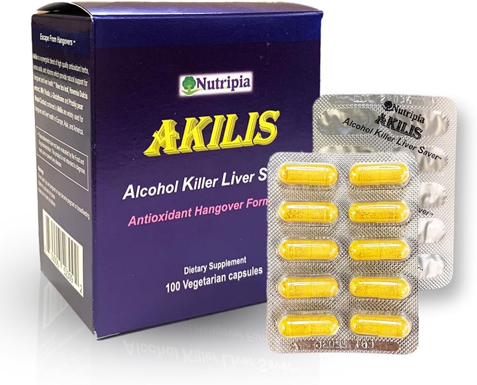 Akilis Antioxidant Liver Support Pills (100 Vegi Caps, 33 Doses) – Boosts Recovery After Drinking for Better Mornings, Detox & Repair with Hovenia Dulcis, Milk Thistle, Glutathione and 16 Ingredients