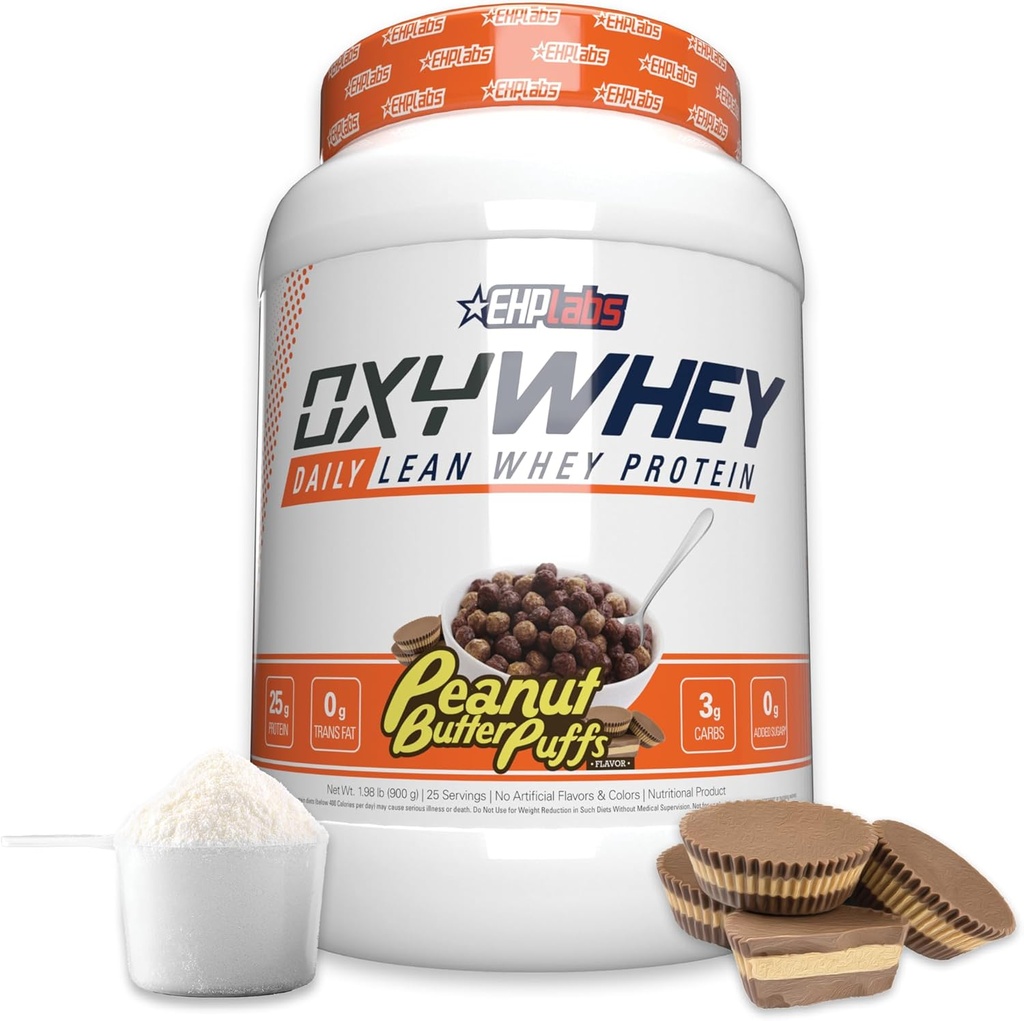 EHP Labs OxyWhey Whey протеїн Isolate – 25г Високий протеїн, низький карб, цукор вільний Meal Заміна – Lean Whey порошок для відновлення м'язів – Non-GMO, клейковина Free – 25 серфів – Горіхові метелики