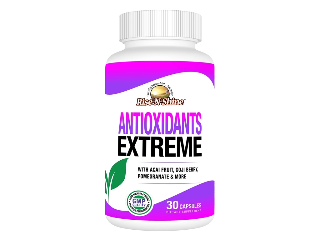 Rise-N-Shine Antioxidants Extreme Supplement with Acai, Goji Berries, Noni, Mangosteen, Pomegranate, Resveratrol, Elderberry and More 30 Count