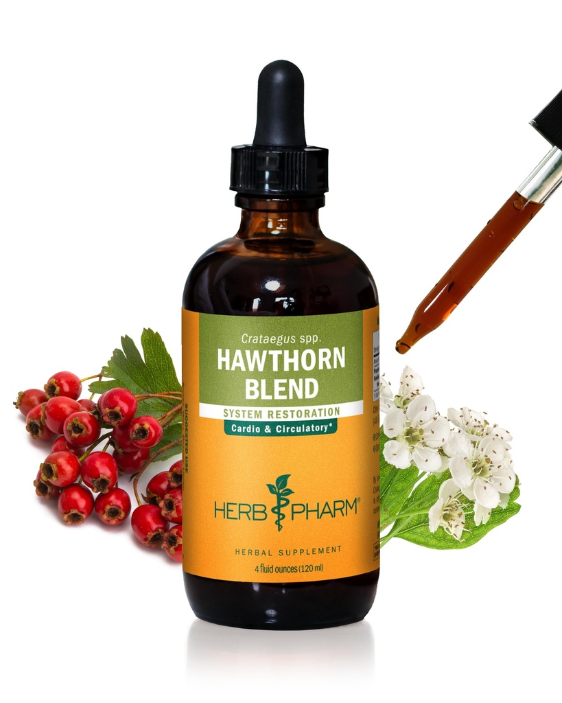 Herb Pharm Hawthorn Blend Liquid Extract Drops for Cardiovascular and Circulatory Support, 4 Oz