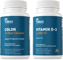 Tobias Colon 14 Day Cleanse e vitamina D3 5000 IU Soporte global de saúde, sistema inmunitario e sistema dixestivo. Limpeza e vitamina non GMO para homes e mulleres.