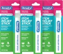 Benadryl Extra Putere Anti-Itch Relief Stick, Bug Bite Mâncărime Relief, Difenhidramină HCl Topic Analgezice & zinc acetat Protejant de piele, mare pentru Camping Essentials, 0.47 fl oz (Pachet de 3)
