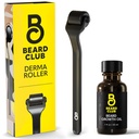 The Beard Club Derma Roller & Beard Growth Oil - Microneedling Roller עם 540 Titanium Microneedles for Face, Body & Scalp - Beard Roller with Sandalwood & Cedar Beard Oil