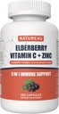 5 i 1 Elderberry immunsupport, Daglige immunboostere til voksne Antioxidanter Supplement, Elderberry 1000 mg, C-vitamin, zink, Echinacea, Ingefær, 300 Vegankapsler - 5 måneder