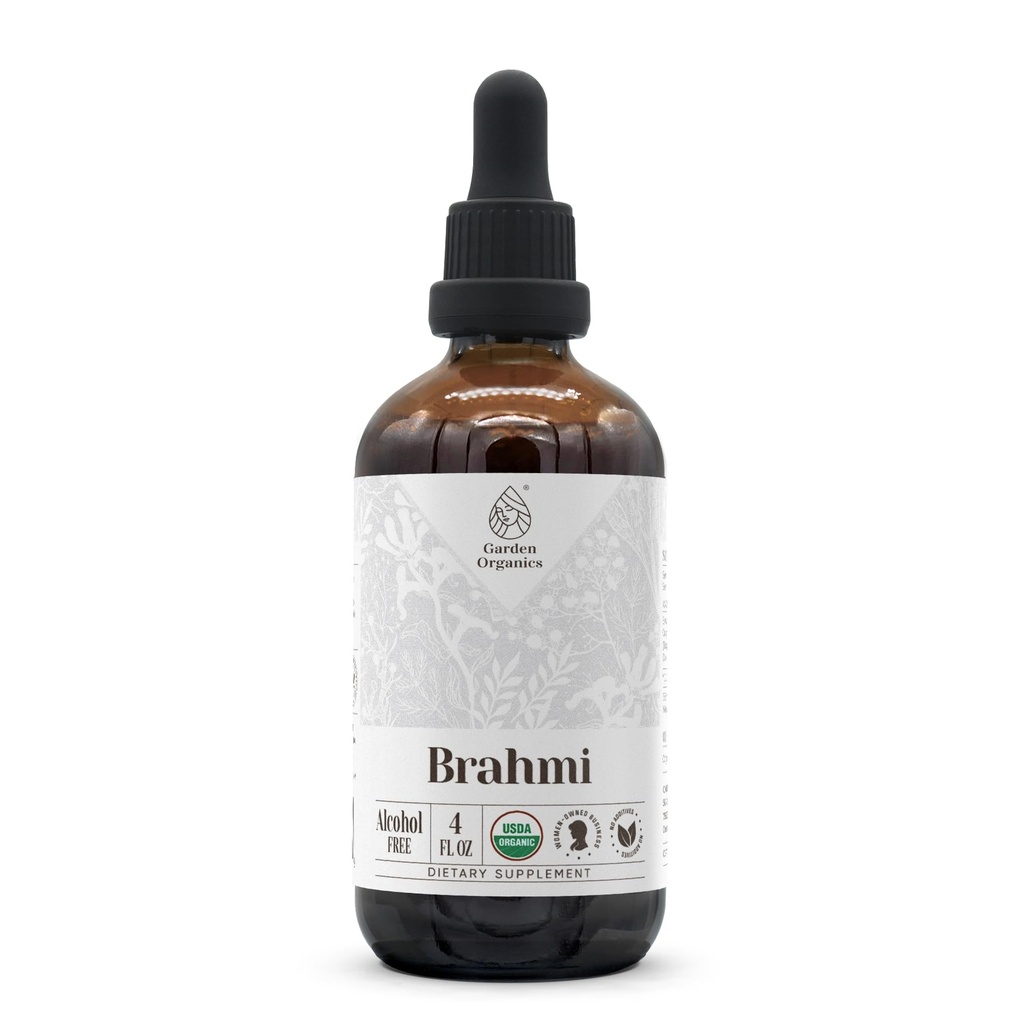 Brahmi USDA Organic | Alcohol-Free Extract, Organic Herbal Drops, Supplement | Tincture Made from 100% Certified Organic Brahmi (Bacopa Monnieri) Dried Herb 4 oz