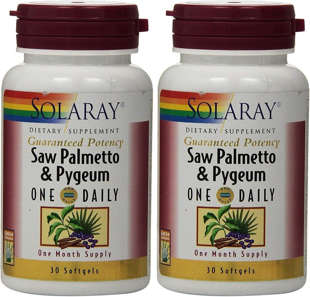 Saw Palmetto and Pygeum One Daily 30 Softgel (Pack of 2) Solaray