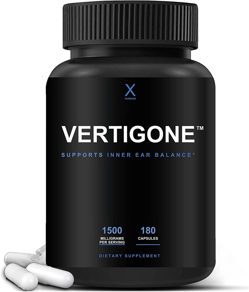 HUMANX VertiGone - Vertigo Relief - Time-Tested Ingredients - Ancient Natural Inner Ear Balance Supplement - Relieves Dizziness, Nausea, Spinning & Swaying Sensations - Ez GMO - Dizzy Aid Pills