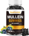 1 Pack Sugar Free Mullein Gummies - Lung Cleanse, 3000MG Mullein Supplement hingamisteedele, Orgaaniline Mullein tilgad Gummy Quercetin & Bromelain Lung, Seedetrakti Tervis & Immune 90Ct