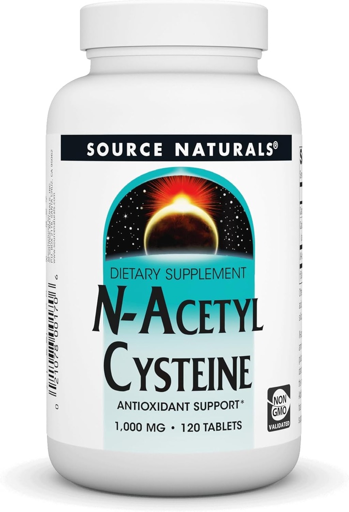 Source Naturals N- Acetyl Cysteine Αντιοξειδωτική υποστήριξη, Συμπλήρωμα διατροφής που υποστηρίζει την αναπνευστική υγεία * - 1000 mg - 120 δισκία