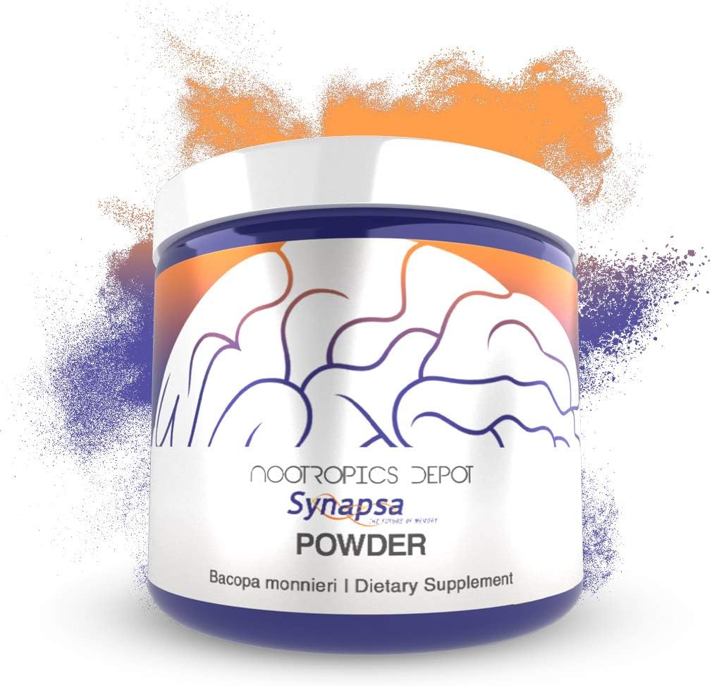 Nootropics Depot Synapsa Bacopa Monnieri Pulber | 60 Grams | Terve taime ekstrakt | Ayurveda täiendus | Kliiniliselt tõestatud, et parandada õppimist, mälu ja vaimset jõudlust