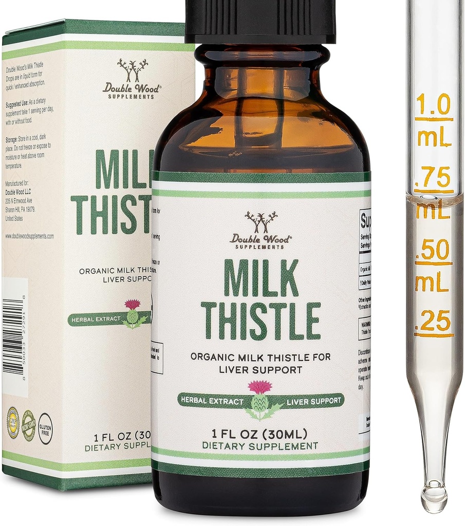 Milk Thistle Supplement - Organsko mleko Thistle Jetra Detox kapljice 1 FL OZ - 30 Serving (Vegan Safe, Non-GMO, Gluten Free) Popoln dodatek k čaju z dvojnim lesom