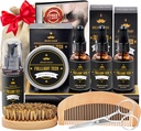 Beard Kit for Men Grooming & Care W/3 Pack Beard Oil, Wash, Balm, Comb, Brush, Scissors, Anniversary Valentines День рождения Отцы Подарки Идея для мужа Его Бойфренд Папа Мужчины Рождественские чулки