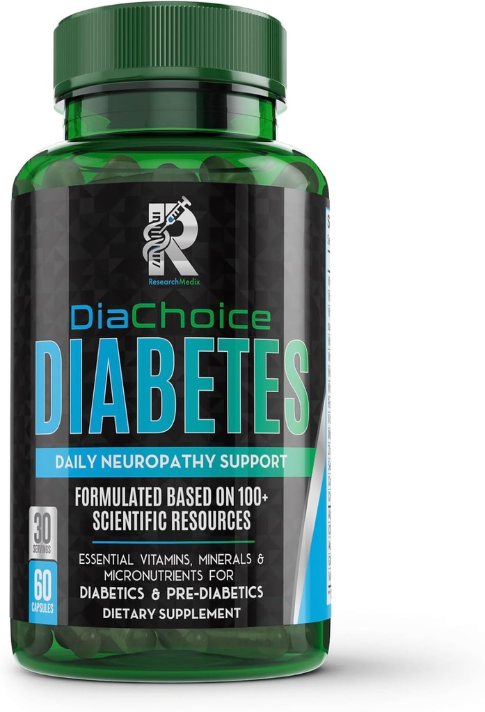 DiaChoice Neuropathie-Unterstützung mit Alpha Lipoic Acid 600 mg, um Nerve Health & Support Gesunde Nervenfunktion, ALA, Co Q10, Magnesium, Zink, Vitamine B12, B9, B6, B3, B2, B1, D, C, E & 5 mehr