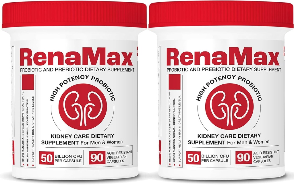Capsule Kidney Restore & Kidney Care Suplement - Probiotic & Prebiotic Supplication to Dukung Fungsi Normal Ginney - 50 Milyar CFU per Capsule - Dibuat di U.S.A (180 Caps (2 Pack))